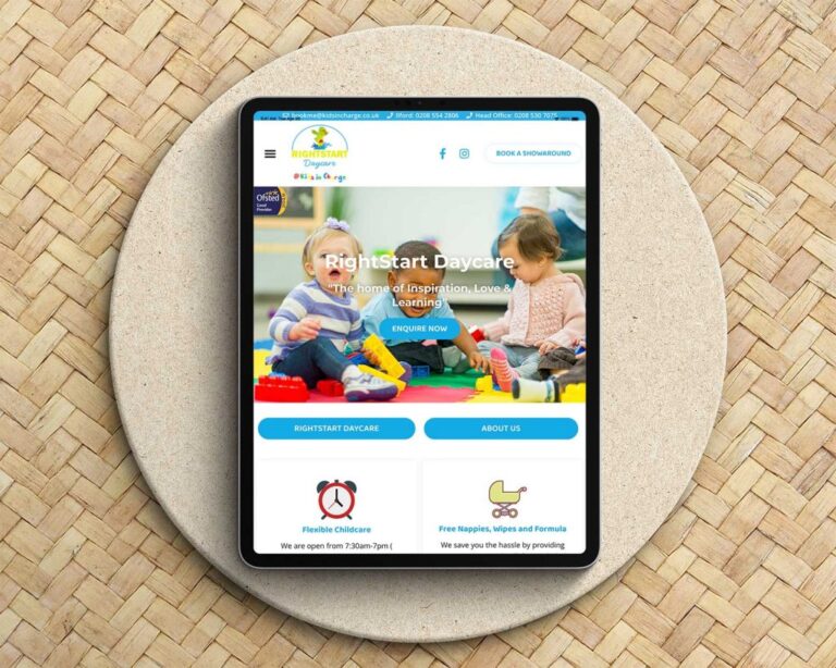 Web Design For Right Start Daycare Ipad 1024x819